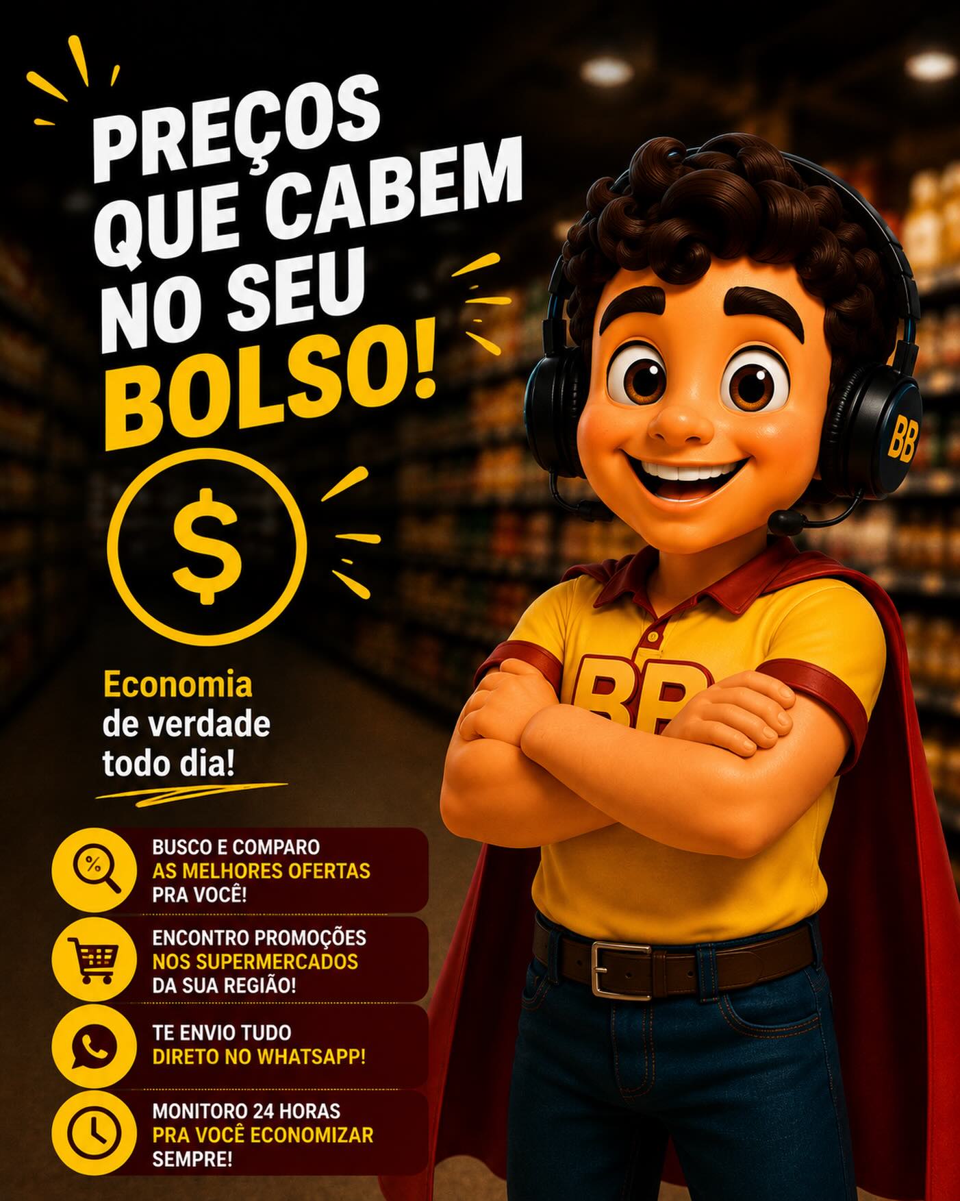 Pôster do BB: PREÇOS QUE CABEM NO SEU BOLSO